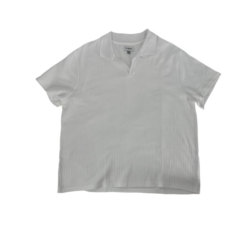 NWT Goodfellow & Co White Ribbed Knit Open Collar Polo XXL - Picture 4 of 6